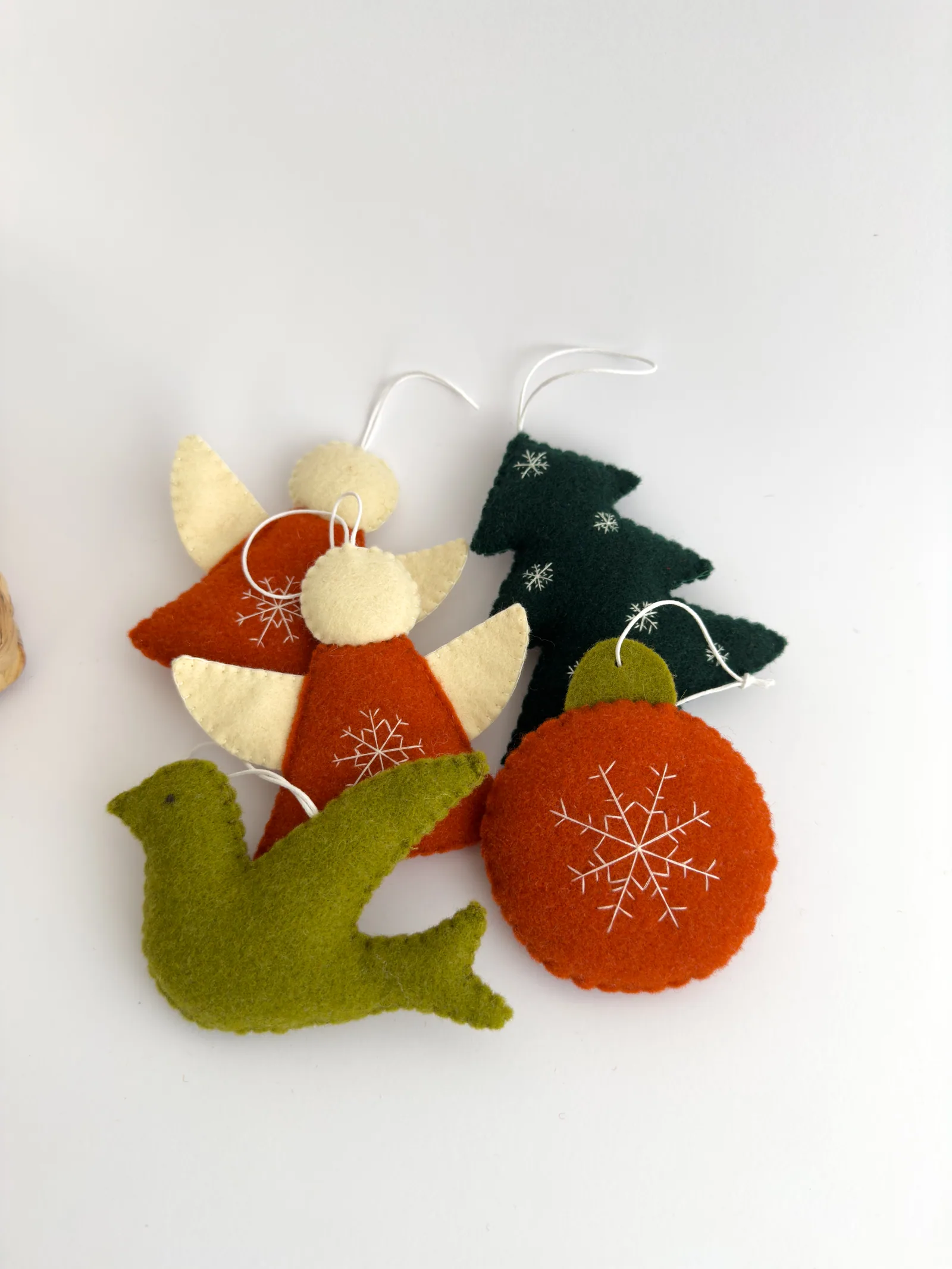Finished felt Christmas ornaments